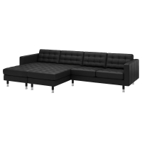 LANDSKRONA Sofa 4 osobowa z szezlongiem, Grann/Bomstad czarny/metal