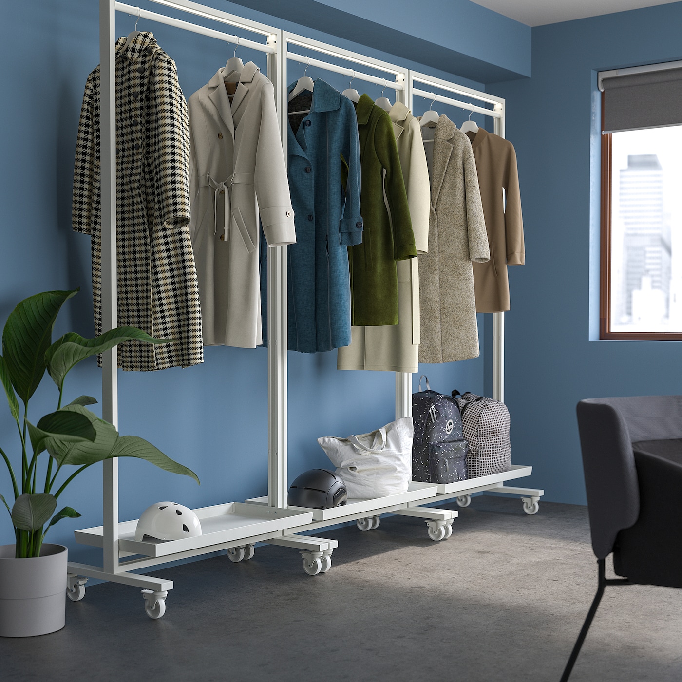 MITTZON Rama z kołk/drąz n ubr/połka ekspoz, biały, 85x205 cm