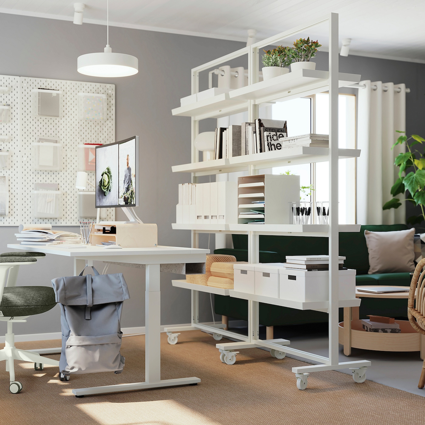 MITTZON Rama na kołkach/połka ekspozycyjna, biały, 85x205 cm