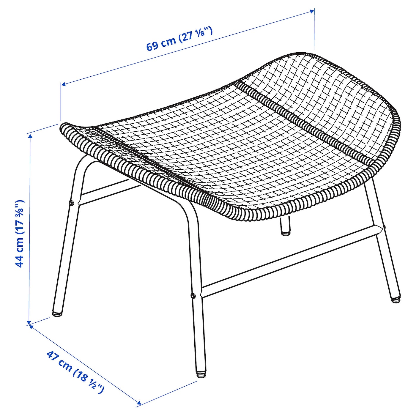 FRYKSAS IKEA 895.631.62 Подставка для ног с подушкой ротанг Risane/натуральный