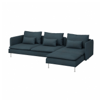 SÖDERHAMN Sofa 4-osobowa, z szezlongiem/Hillared granatowy