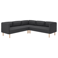 LILLEHEM Sofa modułowa narozna, 4-osobowa, Gunnared ciemnoszary/drewno