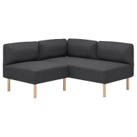 LILLEHEM Modułowa sofa narozna, 2-osobowa, Gunnared ciemnoszary/drewno