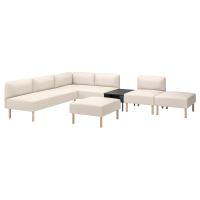 LILLEHEM 6-os sofa moduł ze stolikiem pomoc, Vissle/bezowy drewno