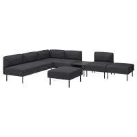 LILLEHEM 6-os sofa moduł ze stolikiem pomoc, Gunnared/ciemnoszary drewno