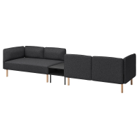 LILLEHEM 4-os sofa moduł ze stolik bocznym, Gunnared ciemnoszary/drewno