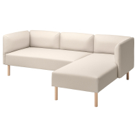 LILLEHEM 3-osob sofa modułowa z szezlongiem, Vissle/bezowy drewno