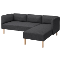 LILLEHEM 3-osob sofa modułowa z szezlongiem, Gunnared/ciemnoszary drewno