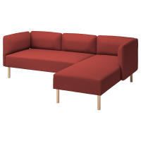 LILLEHEM 3-osob sofa modułowa z szezlongiem, Gunnared/brązowoczerwony drewno