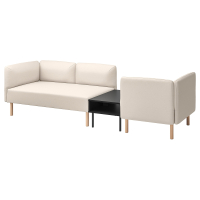 LILLEHEM 3-os sofa moduł ze stolik bocznym, Vissle bezowy/drewno