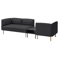 LILLEHEM 3-os sofa moduł ze stolik bocznym, Gunnared ciemnoszary/drewno