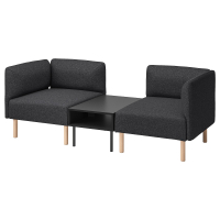 LILLEHEM 2-os sofa moduł ze stolik bocznym, Gunnared ciemnoszary/drewno