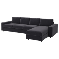 VIMLE Sofa 4-osobowa z szezlongiem, z szerokimi podłokietnikami/Djuparp ciemnoszary