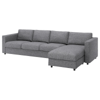 VIMLE Sofa 4-osobowa, z szezlongiem/Lejde szary-czarny