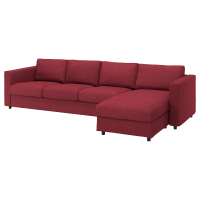 VIMLE Sofa 4-osobowa, z szezlongiem/Lejde czerwony/brązowy