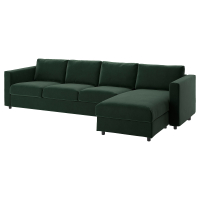 VIMLE Sofa 4-osobowa, z szezlongiem/Djuparp ciemnozielony