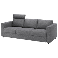 VIMLE Sofa 3-osobowa, z zagłówkiem/Lejde szary-czarny