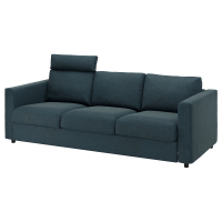 VIMLE Sofa 3-osobowa, z zagłówkiem/Hillared granatowy