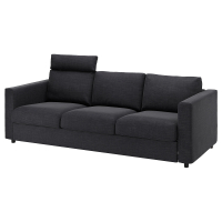 VIMLE Sofa 3-osobowa, z zagłówkiem/Hillared antracyt