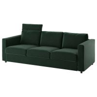 VIMLE Sofa 3-osobowa, z zagłówkiem/Djuparp ciemnozielony