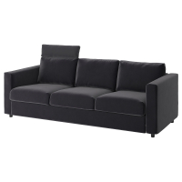 VIMLE Sofa 3-osobowa, z zagłówkiem/Djuparp ciemnoszary