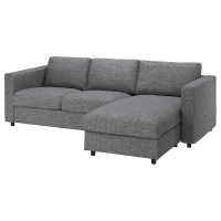 VIMLE Sofa 3-osobowa, z szezlongiem/Lejde szary-czarny