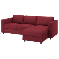 VIMLE Sofa 3-osobowa, z szezlongiem/Lejde czerwony/brązowy