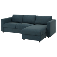 VIMLE Sofa 3-osobowa, z szezlongiem/Hillared granatowy