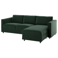 VIMLE Sofa 3-osobowa, z szezlongiem/Djuparp ciemnozielony