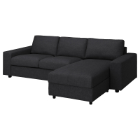 VIMLE 3-os sofa rozkładana z szezlongiem, z szerokimi podłokietnikami/Hillared antracyt