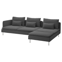 SÖDERHAMN Sofa 4-osobowa z szezlongiem, z otwartym końcem/Tallmyra średnioszary