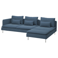 SÖDERHAMN Sofa 4-osobowa z szezlongiem, z otwartym końcem Tallmyra/niebieski