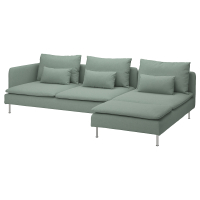 SÖDERHAMN Sofa 4-osobowa z szezlongiem, z otwartym końcem/Tallmyra jasnozielony