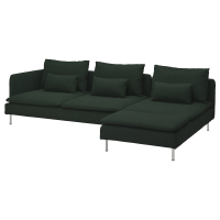 SÖDERHAMN Sofa 4-osobowa z szezlongiem, z otwartym końcem/Tallmyra ciemnozielony