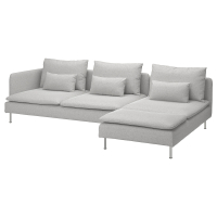 SÖDERHAMN Sofa 4-osobowa z szezlongiem, z otwartym końcem/Tallmyra biały/czarny