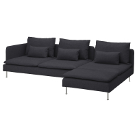 SÖDERHAMN Sofa 4-osobowa z szezlongiem, z otwartym końcem/Hillared antracyt