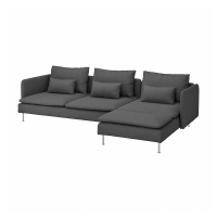 SÖDERHAMN Sofa 4-osobowa z szezlongiem, Tallmyra średnioszary