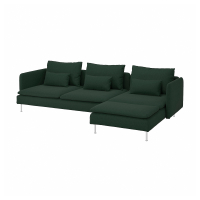 SÖDERHAMN Sofa 4-osobowa z szezlongiem, Tallmyra ciemnozielony