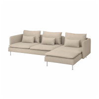 SÖDERHAMN Sofa 4-osobowa, z szezlongiem/Hillared beżowy