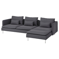 SÖDERHAMN Sofa 4-osobowa z szezlongiem, Gunnared średnioszary