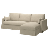 HYLTARP Sofa 3o z szezlongiem, prawy, Hemmesta jasnobeżowy