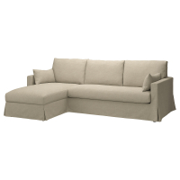 HYLTARP Sofa 3o z szezlongiem, lewy, Hemmesta jasnobeżowy