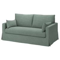 HYLTARP Sofa 2-osobowa rozkładana, Hemmesta szarozielony