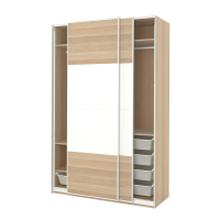 PAX / MEHAMN Szafa, biały 2str/biały dąb bejcowany na biało, 150x66x236 cm PAX / MEHAMN Szafa, biały 2str/biały dąb bejcowany na biało, 150x66x236 cm