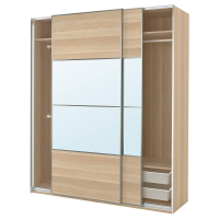 PAX / MEHAMN/AULI Szafa z przesuwanymi drzwiami, dąb bejcowany na biało 2str/dąb bejcowany na biało lustro, 200x66x236 cm PAX / MEHAMN/AULI Szafa z przesuwanymi drzwiami, dąb bejcowany na biało 2str/dąb bejcowany na biało lustro, 200x66x236 cm