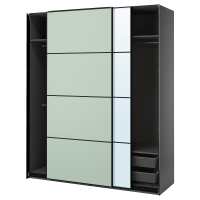 PAX / MEHAMN/AULI Szafa z przesuwanymi drzwiami, ciemnoszary 2str/jasnozielony lustro, 200x66x236 cm PAX / MEHAMN/AULI Szafa z przesuwanymi drzwiami, ciemnoszary 2str/jasnozielony lustro, 200x66x236 cm