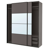 PAX / MEHAMN/AULI Szafa z przesuwanymi drzwiami, ciemnoszary 2str/ciemnoszary lustro, 200x66x236 cm PAX / MEHAMN/AULI Szafa z przesuwanymi drzwiami, ciemnoszary 2str/ciemnoszary lustro, 200x66x236 cm