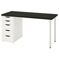 ALEX/LAGKAPTEN IKEA 594.321.63 Письменный стол 140x60 см. черно-коричневый / белый