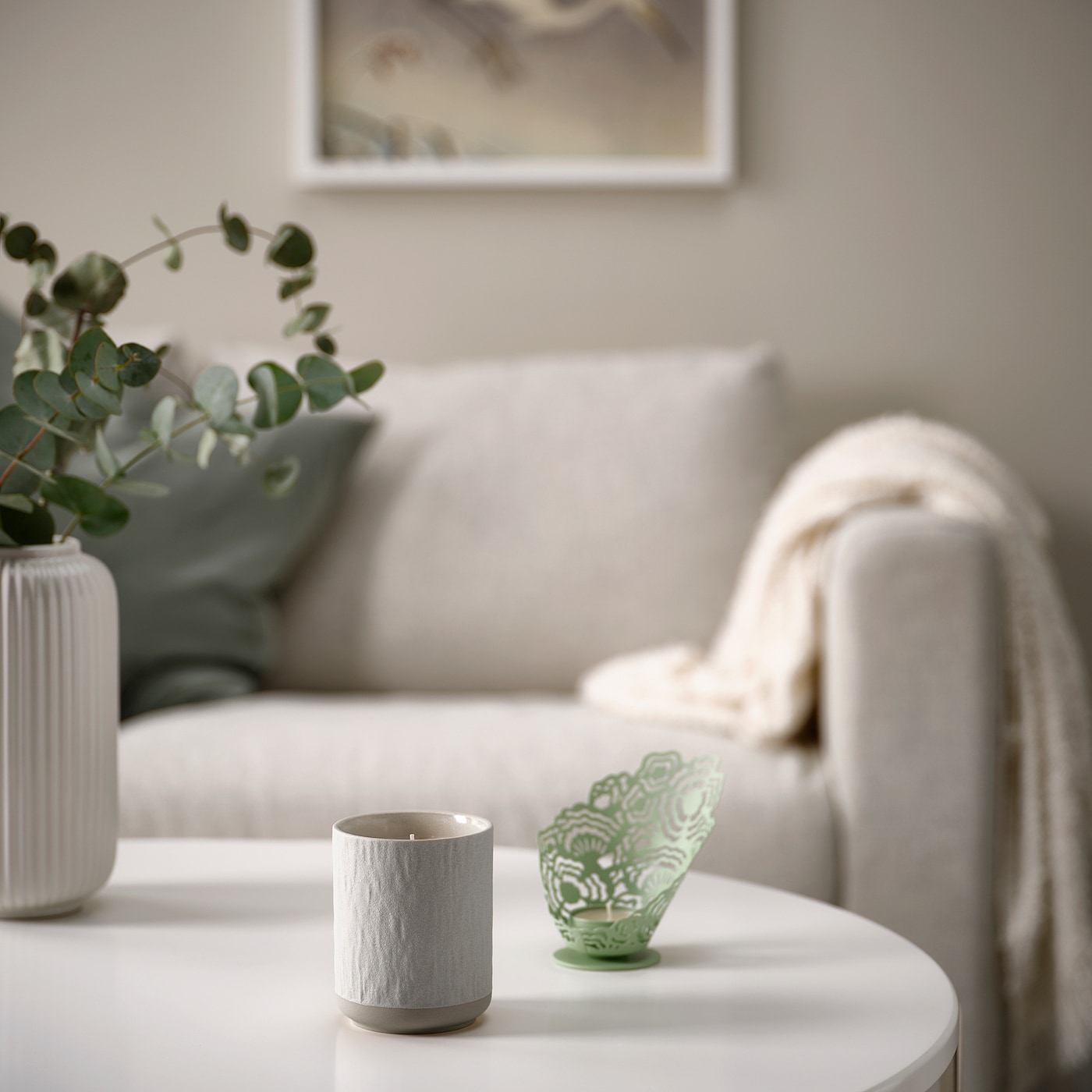 SILKESTRAD Świeca zapach/pojemnik ceramiczny, rosa & mech/kremowy, 45 godz.
