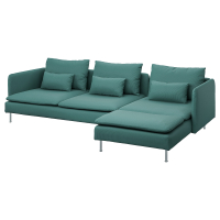 SÖDERHAMN Sofa 4-osobowa z szezlongiem, Kelinge szaroturkusowy